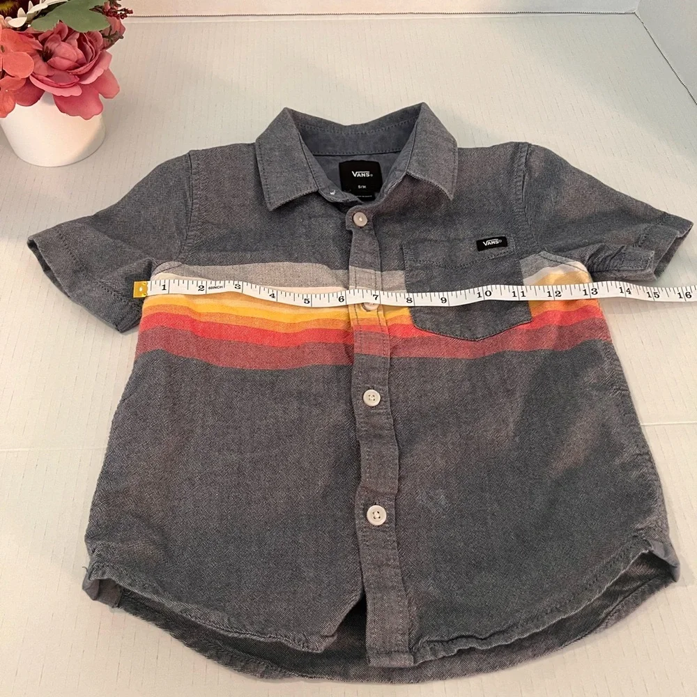 Vans Toddler Charcoal Shirt with Colorful Stripes - Size 5M